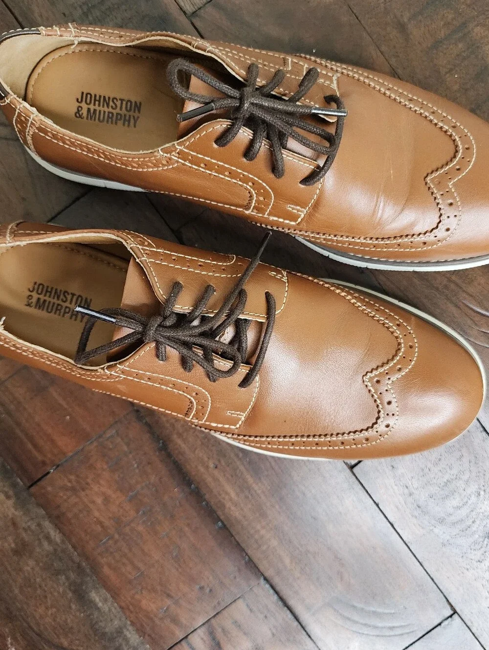 Johnston & Murphy Boys Brown Leather Wingtip Oxford BK Holden Dress Shoes Sz6
